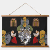 ボホボヘミアンモダンアートキツネアーストーンウォールアート 吊り下げ型タペストリー (正面)