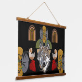 ボホボヘミアンモダンアートキツネアーストーンウォールアート 吊り下げ型タペストリー (傾斜あり)