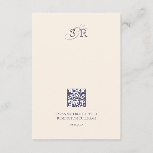 ボホボヘミアンラベンダーモノグラム結婚の詳細 エンクロージャーカード (裏面)