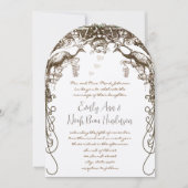 ボホボヘミアン素朴ピーコックヴィンテージラブバード 招待状 (正面)