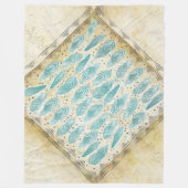 ボホボヘミアン素朴抽象芸術羽毛パターン フリースブランケット (正面)