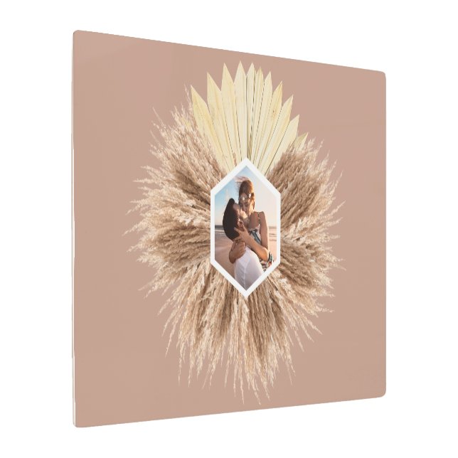 ボホボヘミ素朴アンパンパスグラスカスタム写真 メタルプリント (アングル)