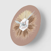 ボホボヘミ素朴アンパンパスグラスモノグラム ラウンド壁時計 (傾斜)