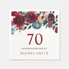 ボホボルドブルゴーニュ赤い花70誕生日 スタンダードカクテルナプキン