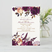 ボホボルドーマルーンフローラ秋ブライダルシャワー 招待状 (スタンド正面)