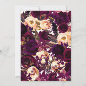 ボホボルドーマルーンフローラ秋ブライダルシャワー 招待状 (裏面)