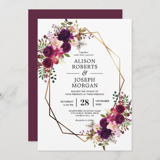 ボホボルド幾何結婚式招待状 招待状 (正面/裏面)