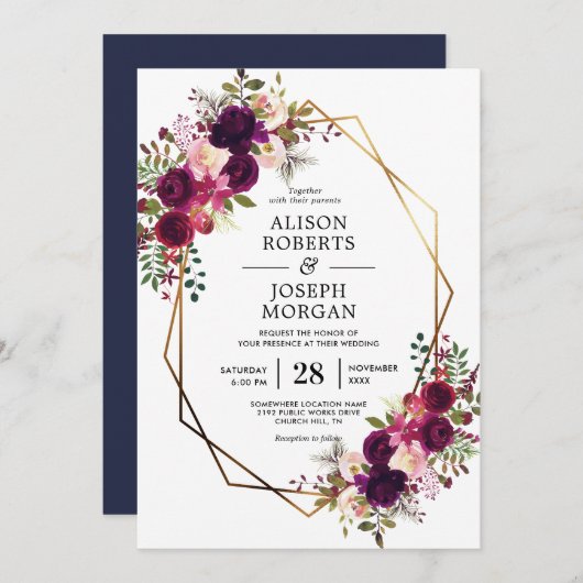 ボホボルド幾何結婚式招待状 招待状 (正面/裏面)