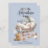 ボホボーイ素朴ベビーシャワー子供部屋ベビーベッド 招待状 (正面/裏面)