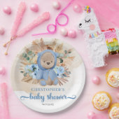 ボホボーイteddyクマのパンパスグラス青い赤ちゃんシャワー ペーパープレート (パーティー)