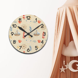 ボホボートラ航海のイトハウスパターン子供部屋 ラウンド壁時計