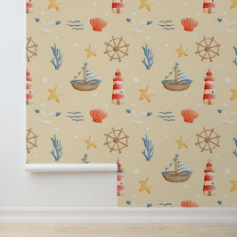 ボホボートラ航海のイトハウスパターン子供部屋 壁紙