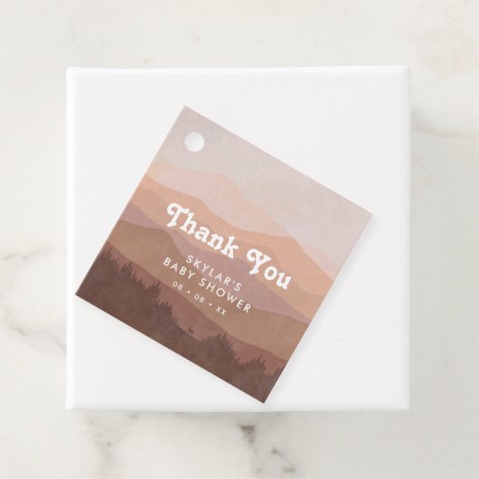 ボホマウンテンズレトロピンクベビーシャワーサンキュー フェイバータグ (インサイチュ)