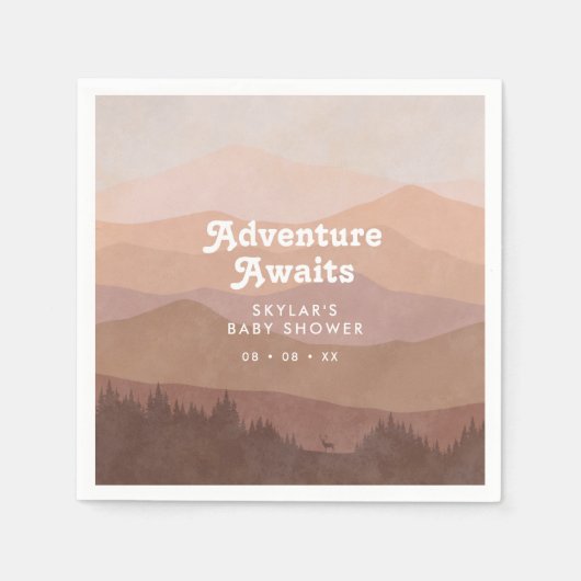 ボホマウンテンズレトロピンクベビーシャワー スタンダードカクテルナプキン (正面)