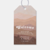 ボホマウンテンズレトロ結婚ピンクの歓迎 ギフトタグ (正面)
