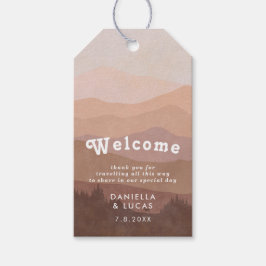 ボホマウンテンズレトロ結婚ピンクの歓迎 ギフトタグ