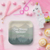 ボホマウンテンズワンハッピーカンパーボーイズ1st誕生日 ペーパープレート (パーティー)