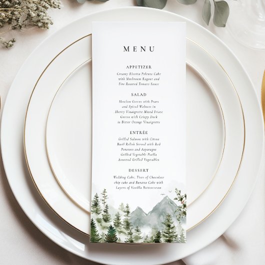 ボホマウンテンフォレストパインツリーエレガントな結婚式 メニュー