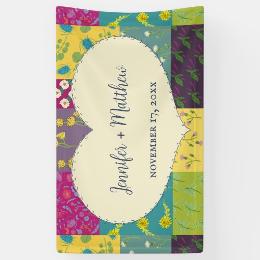 ボホマクシマリストパッチワーク結婚キルト 横断幕 (縦)