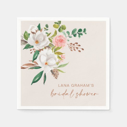 ボホマグノリアナプキンブライダルシャワーパーティーL201 スタンダードカクテルナプキン (正面)