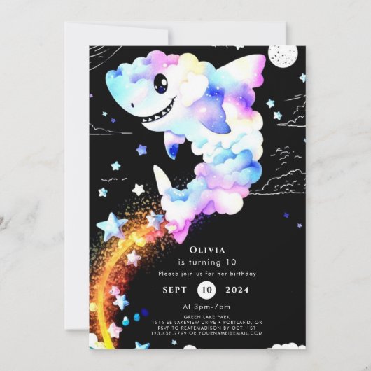 ボホマジカルマリンシャーク誕生日 招待状 (正面)