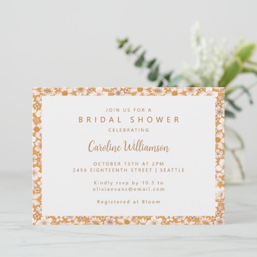 ボホマスタードイエロー春フローラブライダルシャワー 招待状 (スタンド正面)