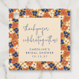 ボホマスタードブルーフローラブライダルシャワーありがとう フェイバータグ