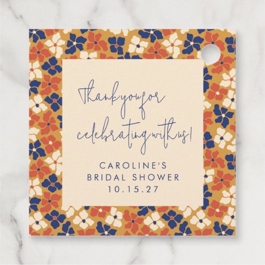 ボホマスタードブルーフローラブライダルシャワーありがとう フェイバータグ (裏面)