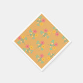 ボホマスタードレトロデイジーブーケパターン スタンダードカクテルナプキン (角)
