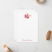 ボホマゼンタの花パーソナライズされた名(文房具) ノートカード (正面/裏面インサイチュ)