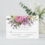 ボホマゼンタパープルピンクマウヴフローラ結婚ズ 出欠カード (スタンド正面)