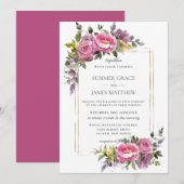 ボホマゼンタピンクパープルイエローグリーン結婚ズ 招待状 (正面/裏面)