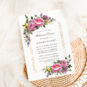 ボホマゼンタピンクパープルイエローリハーサルディナー 招待状