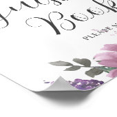 ボホマゼンタピンクパープル結婚フローラズゲストブック ポスター (角)