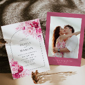 ボホマゼンタホットピンクアーチフローラエレガントな結婚式 招待状