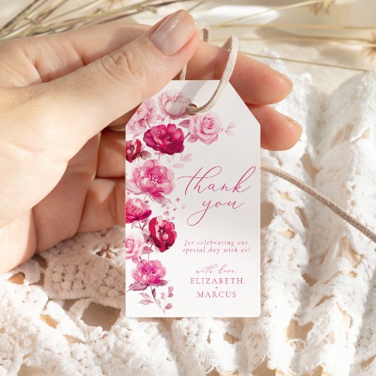 ボホマゼンタホットピンクフローラエレガントな結婚祝い ギフトタグ