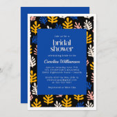 ボホマティスボタニカルブルーブラックブライダルシャワーイン 招待状 (正面/裏面)