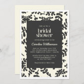 ボホマティスボタニカル白黒ブライダルシャワー 招待状 (正面/裏面)