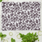 ボホマティス植物形模様ブラックグレー キッチンタオル (折り畳み)