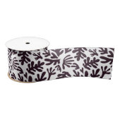 ボホマティス植物形模様ブラックグレー サテンリボン (リール)