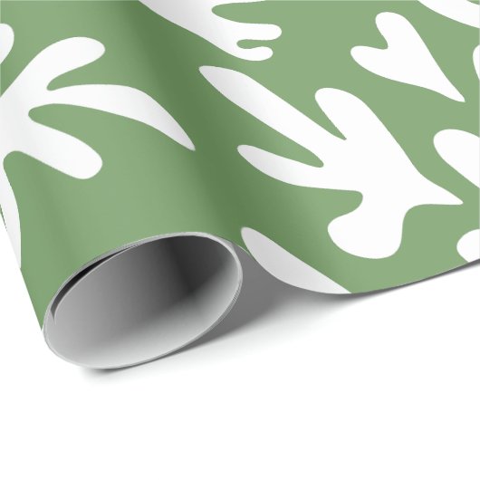 ボホマティス植物形状濃いグリーンクリスマス ラッピングペーパー (ロールコーナー)