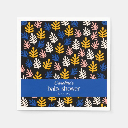 ボホマティッセボタニカルブルーカスタムベビーシャワー スタンダードカクテルナプキン (正面)