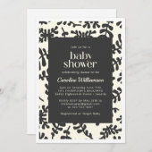 ボホマティッセボタニカル白黒ベビーシャワー 招待状 (正面/裏面)