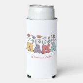 ボホママ文字花と子供の名前 スリム缶クーラー (Seltzer正面)