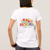 ボホママ文字花と子供の名前 Tシャツ (裏面)