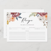 ボホマルサラオータムフラワーズブライダルシャワーレシピ エンクロージャーカード (正面/裏面)