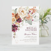ボホマルーンバーンオレンジフローラブライダルシャワー 招待状 (スタンド正面)