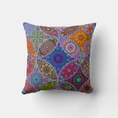 ボホマンダラキルトパターンヒッピカラフルースタイル クッション (裏面)