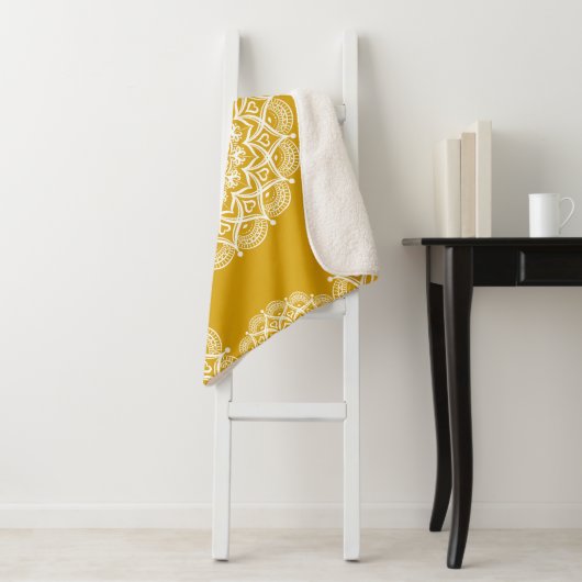ボホマンダラマスタード黄エレガント模様 シェルパブランケット (インサイチュ)