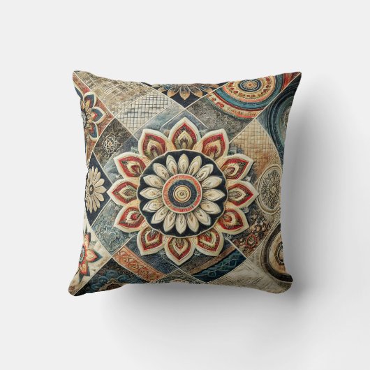 ボホマンダラモダンフローラ装飾用クッション クッション (裏面)